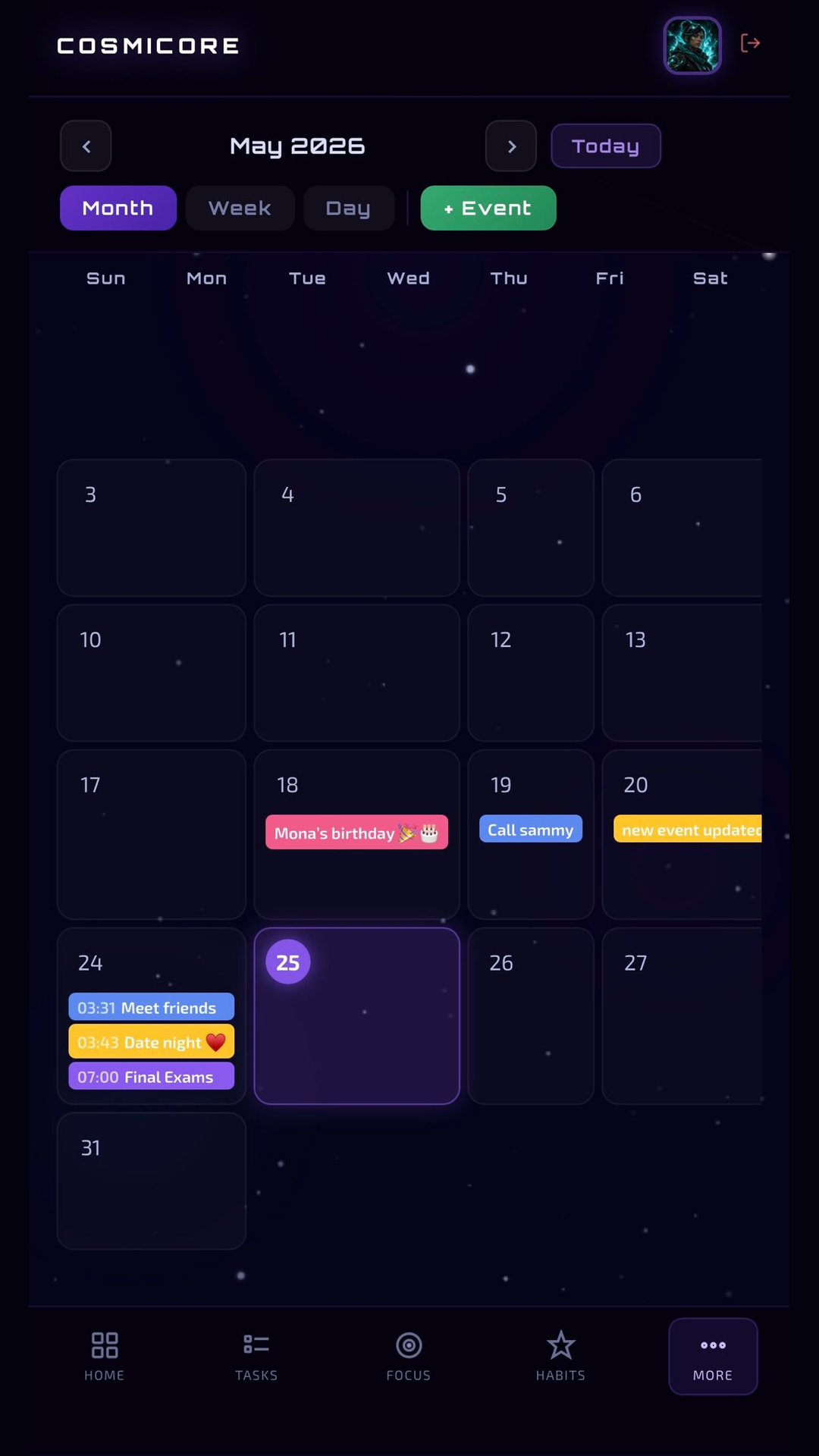 Calendar Screen