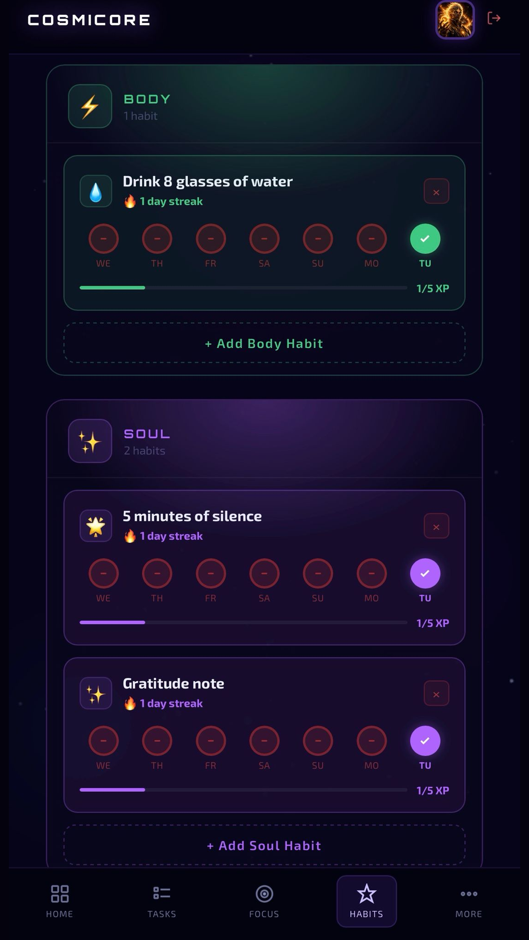 Habits Screen